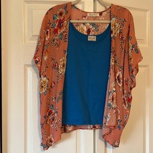 Love Tree kimono style coverup in medium.  Multi colored floral print